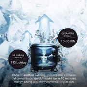View YUTGMasst Commercial Ice 锟斤拷 110LBS/24H Stainless Steel Free-Standing Ice Machine Maker Air Cooling Ice image 4