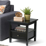 20 Inch Wide Solid Wood Rectangle End Table, Transitional Side Table