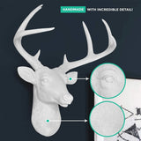 White Deer Head Wall Decor, Modern Decorative Animal Head Sculpture for Living Room, Bedroom and Home Decoration