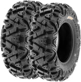ATV UTV All-Terrain Tires Set of 4, 25X8-12 Front & 25X10-12 Rear Off-Road Replacement Tires