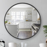 Modern Round Aluminum Wall Mirror, Decorative Circular Metal Frame Mirror for Living Room, Bedroom and Entryway