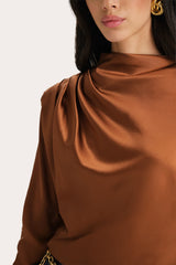 Leah Silk Charmeuse Ruched Long Sleeve Shirt