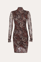 Melani Ruched Mesh Mini Dress