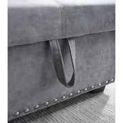 View Reversible 90.5in. Gray Velvet Sleeper Sectional Sofa L-Shape 3 Seat Sectional Couch with Storage image 5