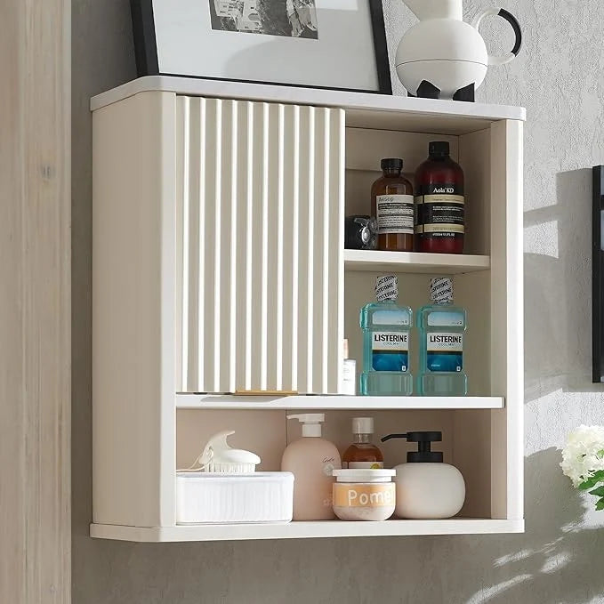 Modern Bathroom Wall Cabinet, Wall Mounted Medicine Storage Organizer with Shelves for Home Organization