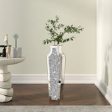 Tall Crushed Diamond Floor Vase, Luxury Decorative Crystal Accent Vase for Living Room, Bedroom and Home Decor