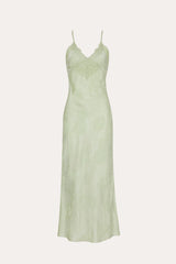 Savannah Lace-Trim Satin Jacquard Dress