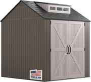 View Rubbermaid Resin Outdoor Storage Shed With Floor (7 x 7 Ft) Weather Resistant Gray Organization for Home/Backyard/Garden Tools/Lawn Mower/Bike Storage/Pool Supplies image 3