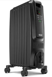 View De'Longhi Oil Filled Radiator Space Heater, Quiet 1500W, Adjustable Thermostat, 3 Heat Settings, Timer, Energy Saving, Safety Features, White, Dragon TRD40615EBKCA, Black image 1