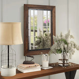 Rustic Wood and Iron Framed Bathroom Vanity Mirror, Wall Mounted Farmhouse Mirror for Bathroom and Bedroom