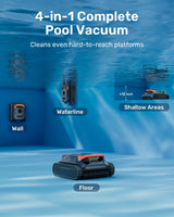 Cordless Robotic Pool Vacuum Cleaner, Smart Navigation with Wall and Waterline Cleaning