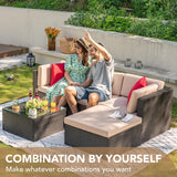 5-Piece All-Weather Patio Furniture Set with Cushions, Outdoor Wicker Conversation Sofa Set for Garden, Deck & Backyard