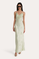 Savannah Lace-Trim Satin Jacquard Dress