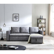 View Reversible 90.5in. Gray Velvet Sleeper Sectional Sofa L-Shape 3 Seat Sectional Couch with Storage image 6