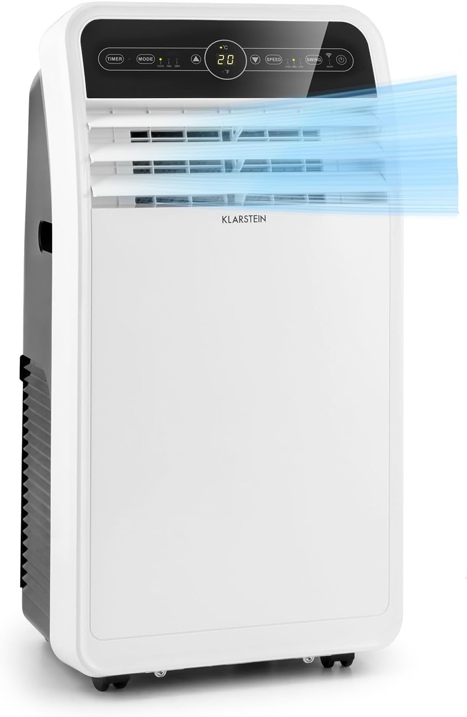Klarstein Mobile Klimaanlage mit Abluftschlauch, 4-in-1 Klimagerät mit Ventilator, Luftentfeuchter & Nachtmodus, Kleine & Portable Klimaanlage für