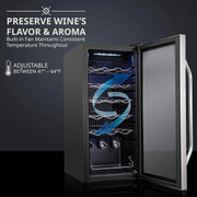 View 18 Bottle Compressor Wine Cooler Refrigerator w/Lock, Large Freestanding Wine Cellar For Red, White, Champagne or Sparkling Wine, 41f-64f Digital Temperature Control Fridge Glass Door Black image 4