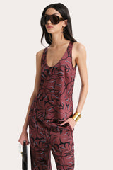 Naya Silk Charmeuse Coral Print Top