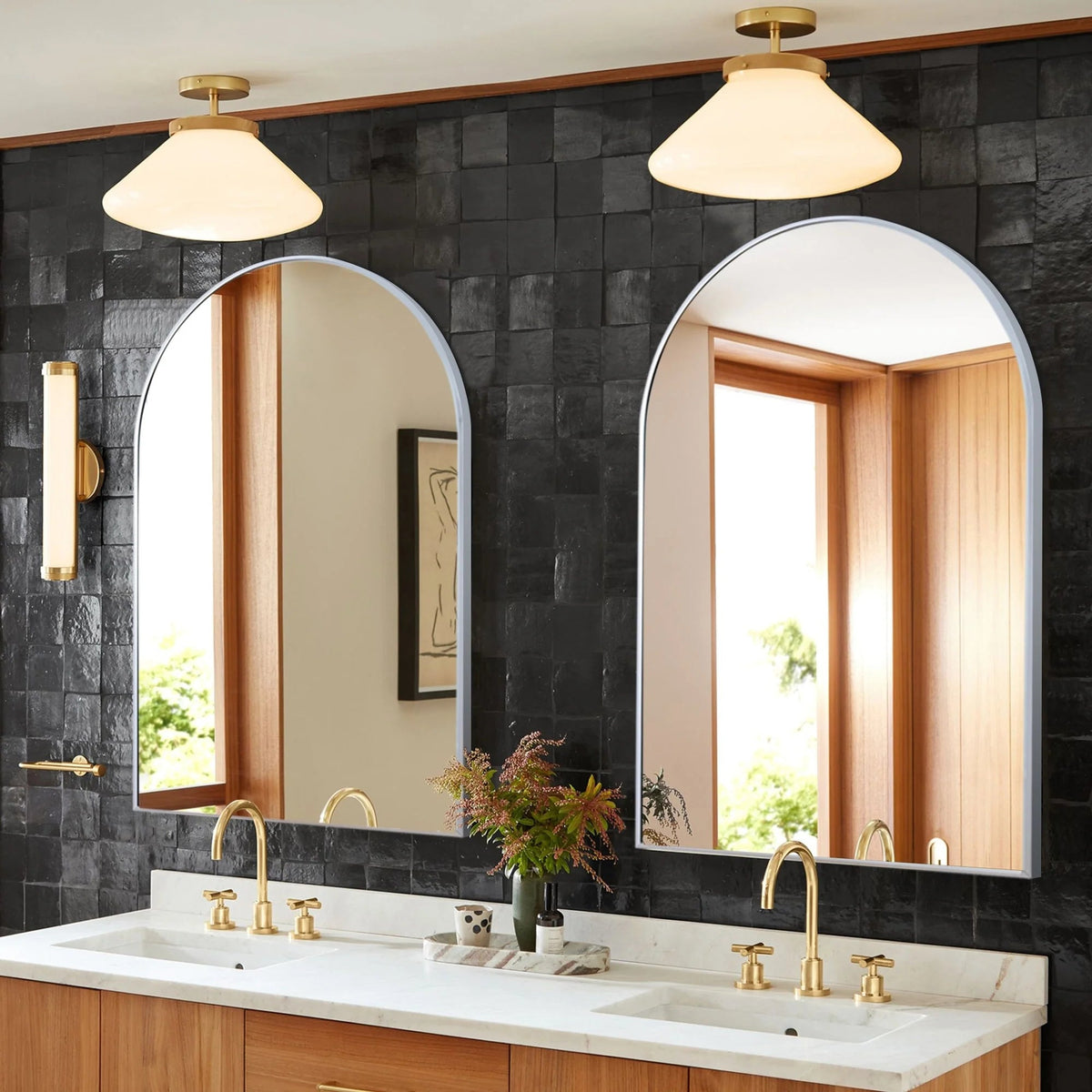 2 Pack 36x24 Inch Arched Bathroom Vanity Mirrors, Wall Mounted Decorative Mirrors for Bathroom and Bedroom