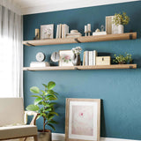 72 Inch Floating Wood Wall Shelves, Set of 2 Burnt Wood Display and Storage Shelves for Home Decor