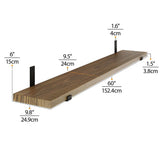 60 Inch Floating Wall Shelf, 9.25" Deep Wall Mounted Storage Shelf for Living Room, Bedroom and Home Decor