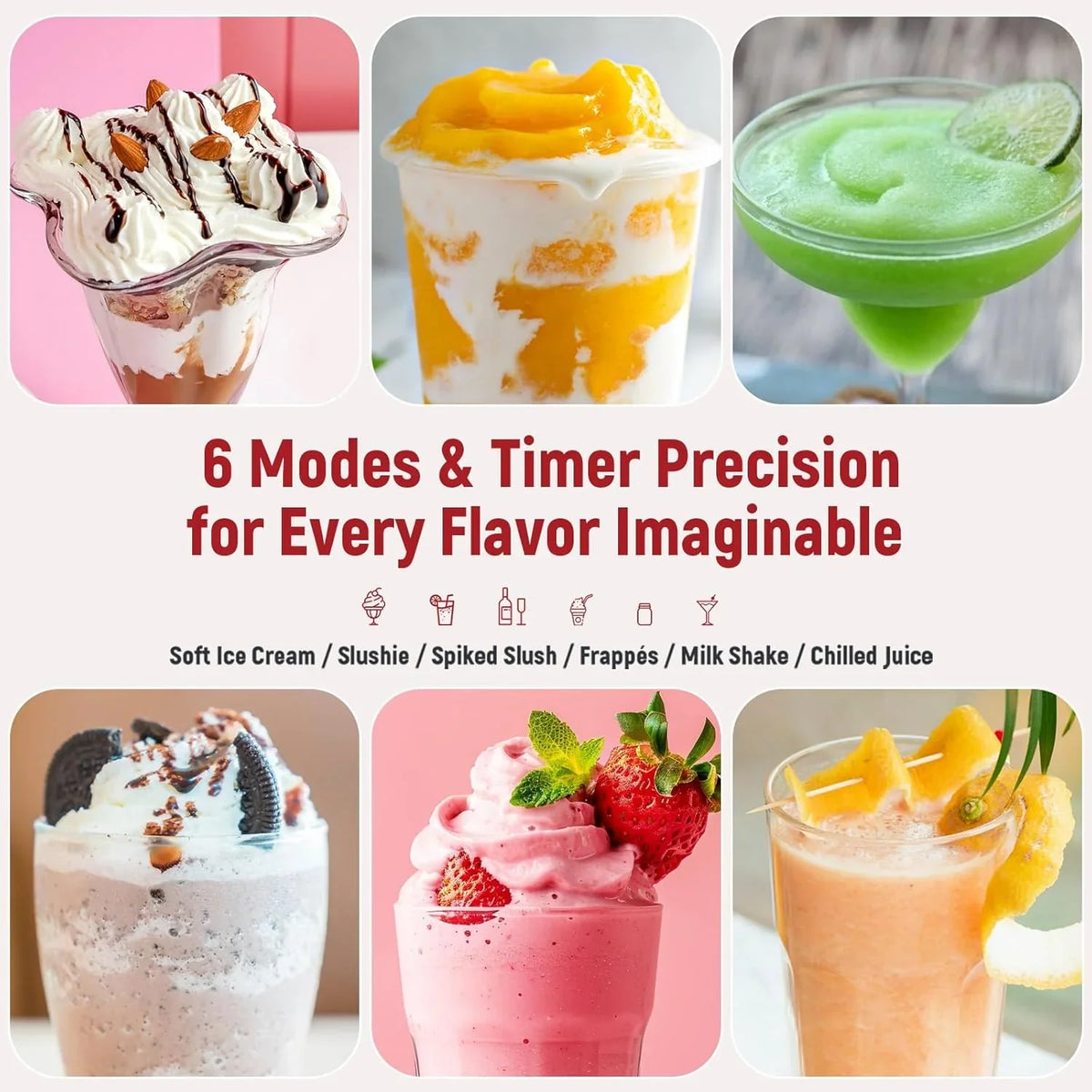 Slushie Machine: No Ice Needed All-in-One Slushy Maker for Home, Real-Time Temp Display, Auto-Clean, 6 Preset | Frozen Margaritas, Cocktails, Frapp茅s, Ice Cream, Smoothies, Milkshakes,Summer Parties