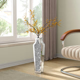 Tall Crushed Diamond Floor Vase, Luxury Decorative Crystal Accent Vase for Living Room, Bedroom and Home Decor