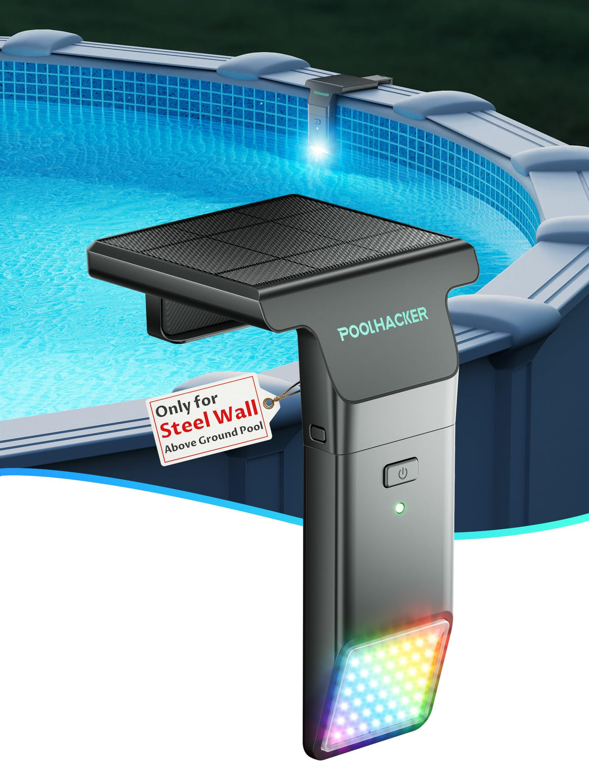Solar Pool Lights for Steel Wall Above Ground Pools, Solar Powered LED Swimming Pool Lighting