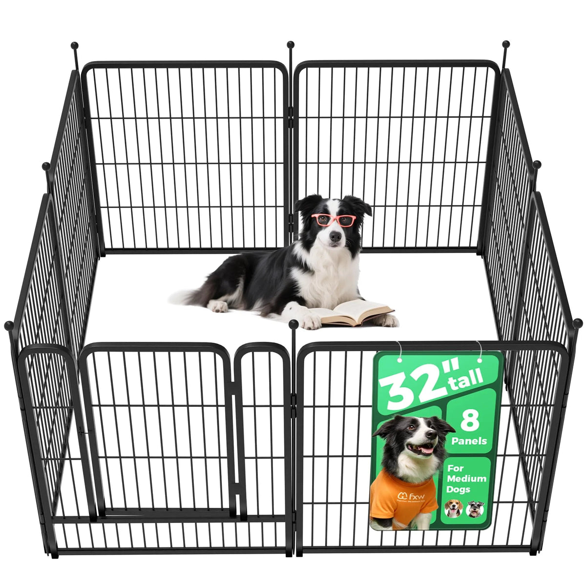 32" Dog Playpen for Small Dogs, Portable Indoor Outdoor Pet Exercise Pen for Puppies and Small Pets