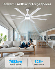 View 183cm Extra Grande 8 Aspas de Aluminio Ventilador de Techo con Luz y Mando, Silencioso Lampara Ventilador Techo con Reversible Motor DC para Exterior image 4