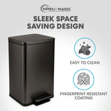 13.2 Gallon Step Trash Can, Hands-Free Kitchen Garbage Bin with Odor Control