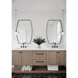 Modern Oblong Metal Wall Mirror, Decorative Elongated Hanging Mirror for Living Room, Bedroom and Entryway