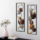 Set of 2 Modern Gold and Brown Metal Wall Decor, Abstract Decorative Wall Art for Living Room, Bedroom and Home Decoration