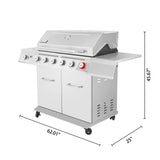 Stainless Steel 6-Burner Gas Grill – 74,000 BTU with Sear & Side Burner, Cabinet Style