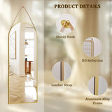 48 x 16 Inch Full Length Wall Mirror with Leather Strap, Hanging Full Body Mirror for Bedroom, Entryway and Home Decor