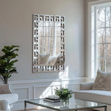 Large Silver Geometric Wall Mirror, Modern Decorative Accent Mirror for Living Room, Bedroom and Entryway
