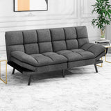 Convertible Futon Sofa Bed with Memory Foam, Foldable Loveseat Sleeper with Adjustable Armrests