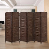 6 FT Tall Woven Fiber Room Divider, Freestanding Folding Privacy Screen