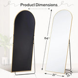 21x64 Full Length Arched Mirror, Large Tall Body Dressing Mirror with Aluminum Alloy Frame, Stand and Wall Mount Option