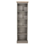 Tall Narrow Wood Bookcase, Slim Freestanding Bookshelf for Small Spaces, Home Office and Living Room