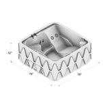 4-Person Square Plug-and-Play Hot Tub with Ozonator – 20 Stainless Steel Jets, LED Waterfall, 110V