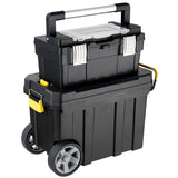 2-in-1 Rolling Toolbox, Portable Plastic Tool Organizer and Storage Box Set
