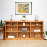 Triple Wide Wood Bookcase, 9 Shelf 36 Inch Tall Bookshelf for Home, Office and Display Storage