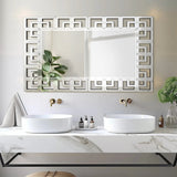 Large Silver Geometric Wall Mirror, Modern Decorative Accent Mirror for Living Room, Bedroom and Entryway