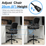 Ergonomic Drafting Chair - Tall Office Chair with Lumbar Support and Adjustable Height