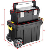 2-in-1 Rolling Toolbox, Portable Plastic Tool Organizer and Storage Box Set