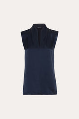 Sleeveless Silk Satin Contour Shirt