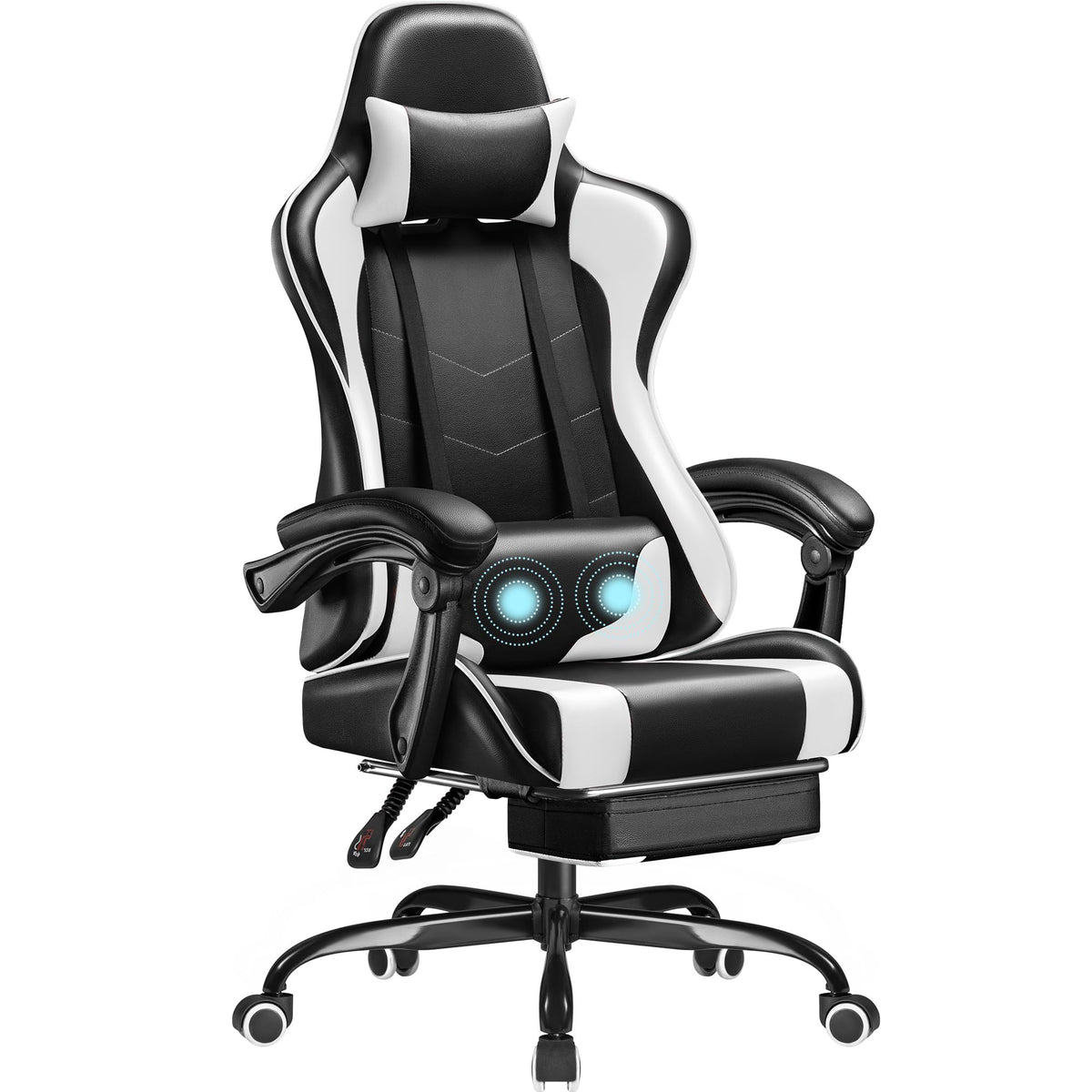 Ergonomic Gaming Chair with Footrest and Massage Support, Reclining Computer Chair for Gaming Room and Home Office