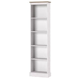 Tall Narrow Wood Bookcase, Slim Freestanding Bookshelf for Small Spaces, Home Office and Living Room