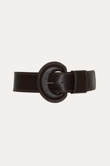 Round Buckle Leather Belt