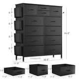 12 Drawer Fabric Dresser, Tall Bedroom Chest of Drawers with Storage
